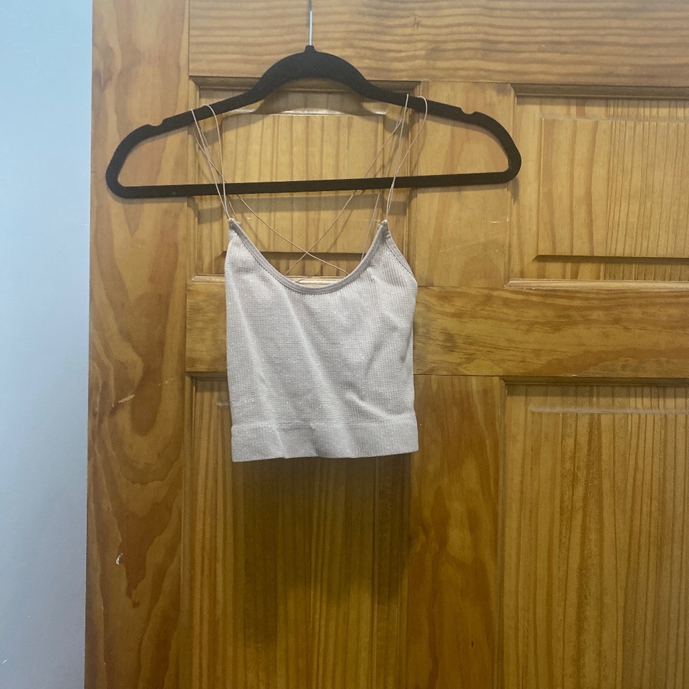 Tan crop top size small tight